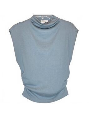 Michael Stars Amara Power Shoulder Tee Blue Grey Size M Casual Office